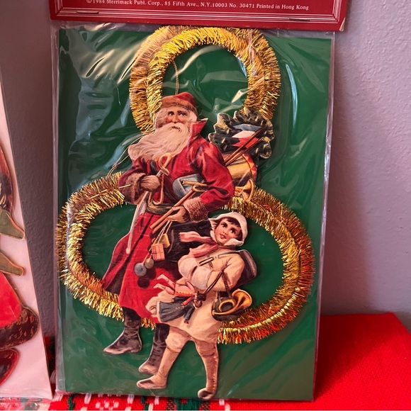 NEW! Victorian Santa Large Paper Ornament Bundle of 2 with envelopes. 1980’s - Picture 2 of 8